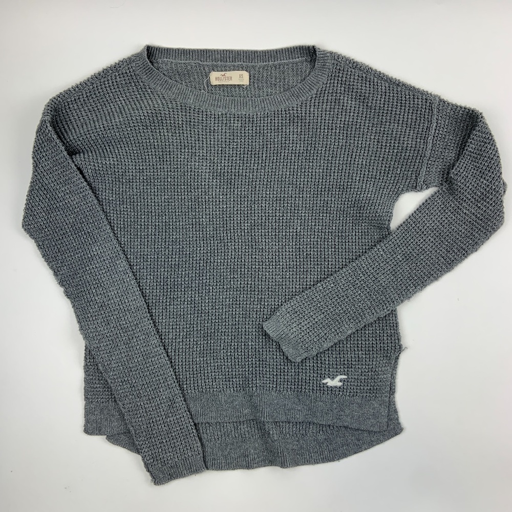 Hollister Sweater Womens XS Round Neck Long Sleeve Gray Knit